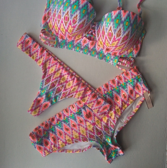 VS Midi Beach Bandeau Cheeky Thong Bikini~Ikat - Picture 2 of 13